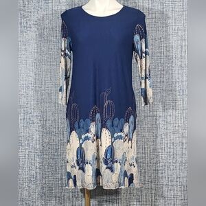Elegant Blue and Cream Women's Dress